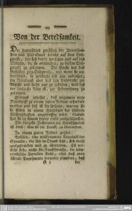 Von der Beredsamkeit