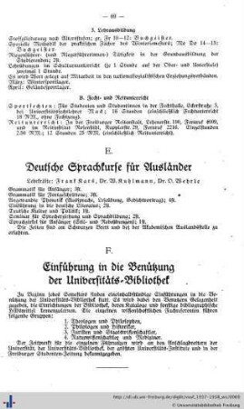 F. Einführung in die Benutzung der Universitäts-Bibliothek