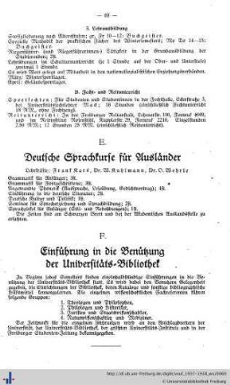 F. Einführung in die Benutzung der Universitäts-Bibliothek