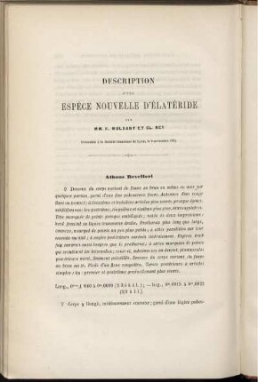 Description D'une Espece Nouvelle D' Elateride