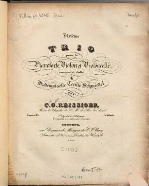 Deuxième trio : pour le pianoforte, violon et violoncello ; oeuv. 115