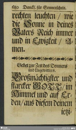 Gebet zur Zeit des Donners und Ungewitters