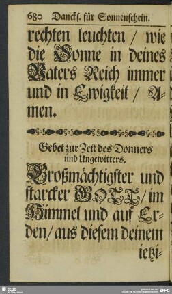 Gebet zur Zeit des Donners und Ungewitters