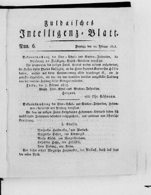 Num. 6, Ausgabe vom 10. Februar 1815