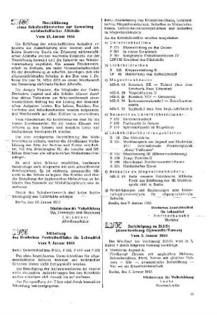 Durchführung eines Schulwettbewerbes zur Sammlung nichtmetallischer Altstoffe : 20/55 vom 17. Januar 1955