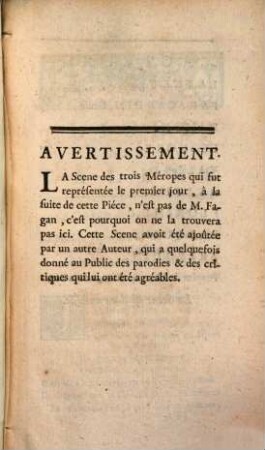 L' Isle Des Talens : Comédie ; Représentée pour la premiere fois par les Comédiens Italiens Ordinaires du Roi, le Mardi 19. Mars 1743