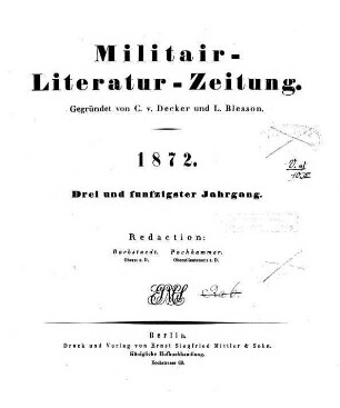Militär-Literatur-Zeitung. 53. 1872