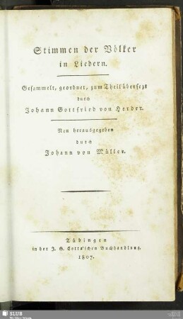 8: Stimmen der Völker in Liedern : Gesammelt, geordnet, zum Theil übersezt