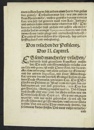 Von ursachen der Pestilentz. Das II. Capittel.