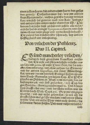 Von ursachen der Pestilentz. Das II. Capittel.
