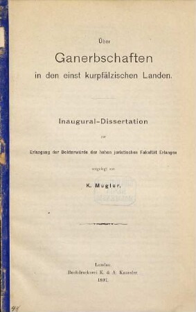 Über Ganerbschaften in den einst kurpfälzischen Landen