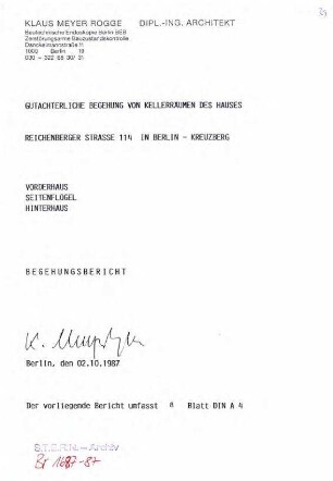 Begehungsbericht: Keller Reichenberger Str. 114