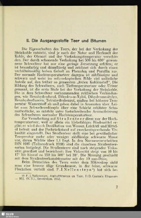 II. Die Ausgangsstoffe Teer und Bitumen