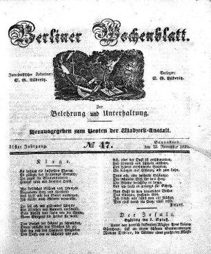 No. 47, Sonnabend, den 23. November 1839.