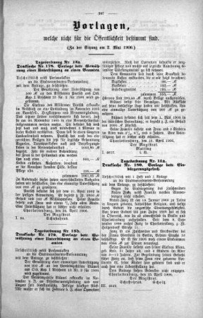 Vorlagen welche nicht für die Oeffentlichkeit bestimmt sind. No. 10. (167-184), 02. Mai 1906