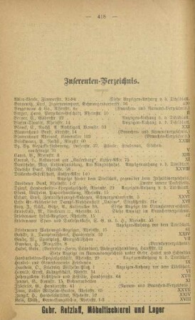 Inserenten-Verzeichnis