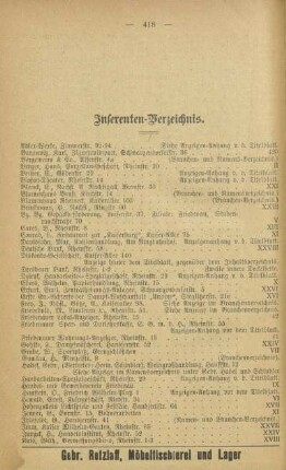 Inserenten-Verzeichnis
