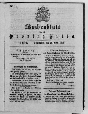 Nr. 16, Ausgabe vom 20. April 1844
