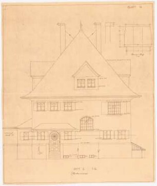 Wohnhaus Hauser, Solln: Ansicht Seite II (Straßenansicht) 1:50