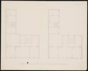 Dreigeschossiges Mietshaus mit Seitenflügel und siebenachsiger Vorderfront: Grundrisse Obergeschoss