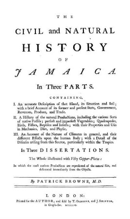 The Civil and Natural History of Jamaica