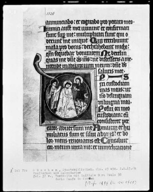 Psalterium mit Kalendarium — Initiale D mit der Taufe Christi, Folio 37verso