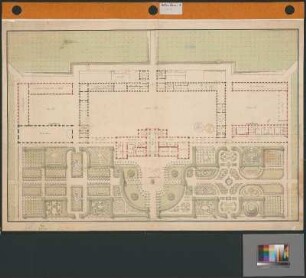 Grundriss von Schloss Hohenheim, Erdgeschoss und Garten