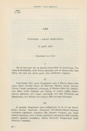 XIII Tangeri - Gran Bretagna 12 aprile 1666