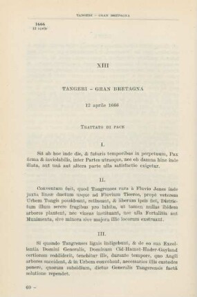 XIII Tangeri - Gran Bretagna 12 aprile 1666