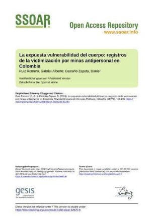 La expuesta vulnerabilidad del cuerpo: registros de la victimización por minas antipersonal en Colombia