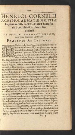[...] De Dvplici Coronatione Caesaris apud Bononiam Historiola.