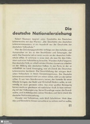 Die deutsche Nationalerziehung