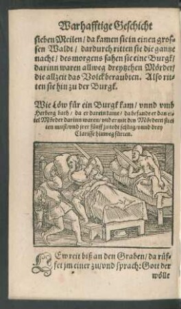 Wie Löw für ein Burgk kam/ unnd umb Herberg bath ...