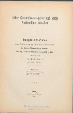 Ueber Cinnamylacetessigester und einige Abkömmlinge desselben