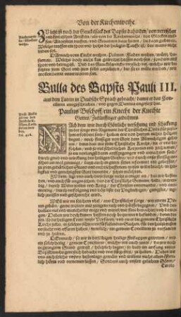 Bulla des Bapsts Pauli III. ...