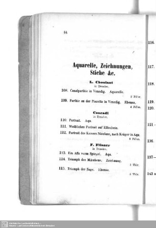 Aquarelle, Zeichnungen, Stiche &c.