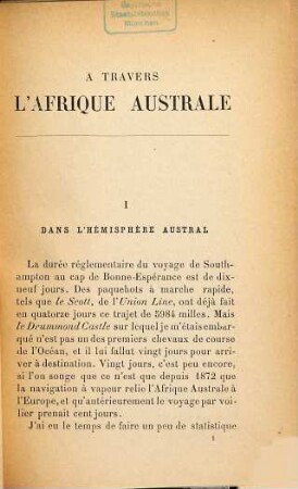 À travers l'Afrique australe : Ouvrage accompagné de grav. et d'une ct.