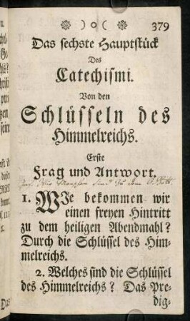 379-389, Das sechste Hauptstück des Catechismi.