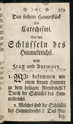379-389, Das sechste Hauptstück des Catechismi.