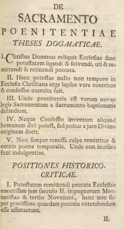 De sacramento poenitentiae theses dogmaticae.