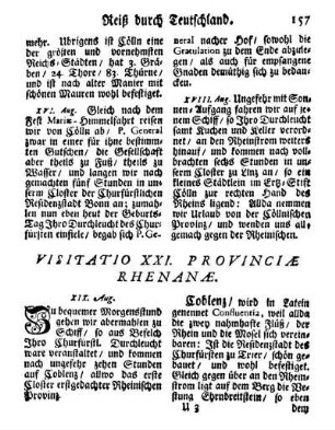 Visitatio XXI. Provinciæ Rhenanæ