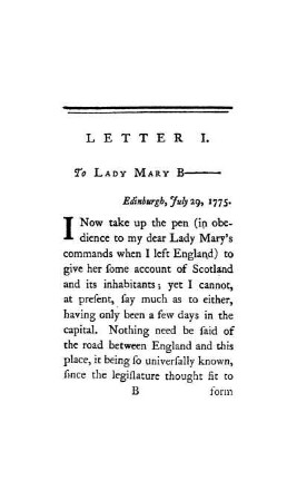 LETTER I. - To Lady Mary B