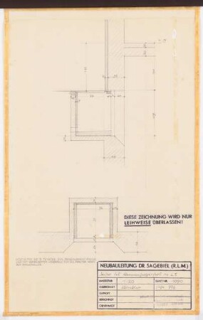 Reichsluftfahrtministerium, Berlin: Fenster L5 (Warmwasserspeicher): Ansicht, Schnitt 1:20