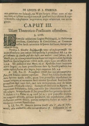 Caput III. Usum Theoretico-Practicum ostendens.