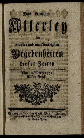 Den 14. Mertz. 1752. Eilftes Stück.