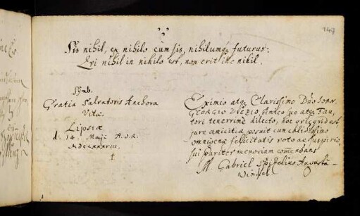 147r, Spizel, Gabriel. Leipzig, 14.5.1688. Anmerkung: gest.