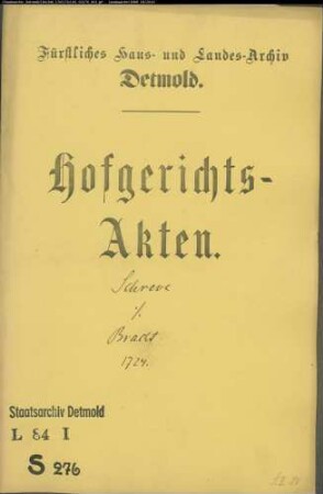 Schrewe, Joh. Wilhelm zu Bielefeld gegen Kornett Bracht zu Oerlinghausen - Schuldforderung