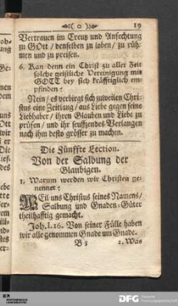 Die Fünffte Lection. Von der Salbung der Glaubigen.