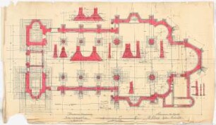 Dreifaltigkeitskirche (mit Pfarrhaus), Dortmund: Fundamentplan 1:50