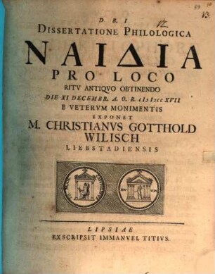 Dissertatione philol. Naithia Veterum exposita